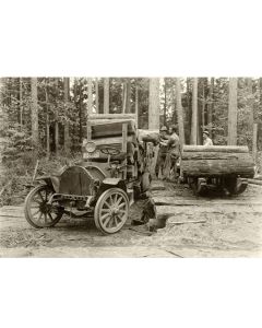 Loading Shingle Bolts on an Early Logging Truck - Helin
