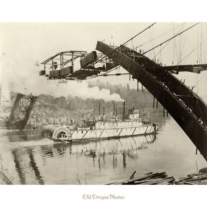 Sternwheeler Claire, Oregon City Bridge Construction - Eddy