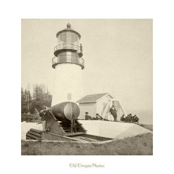 Cape Disappointment, Lighthouse & Cannon - Muybridge