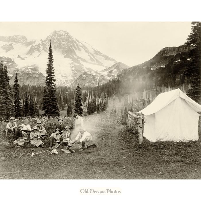 Camping at Indian Henry, near Mt Rainier - Curtis