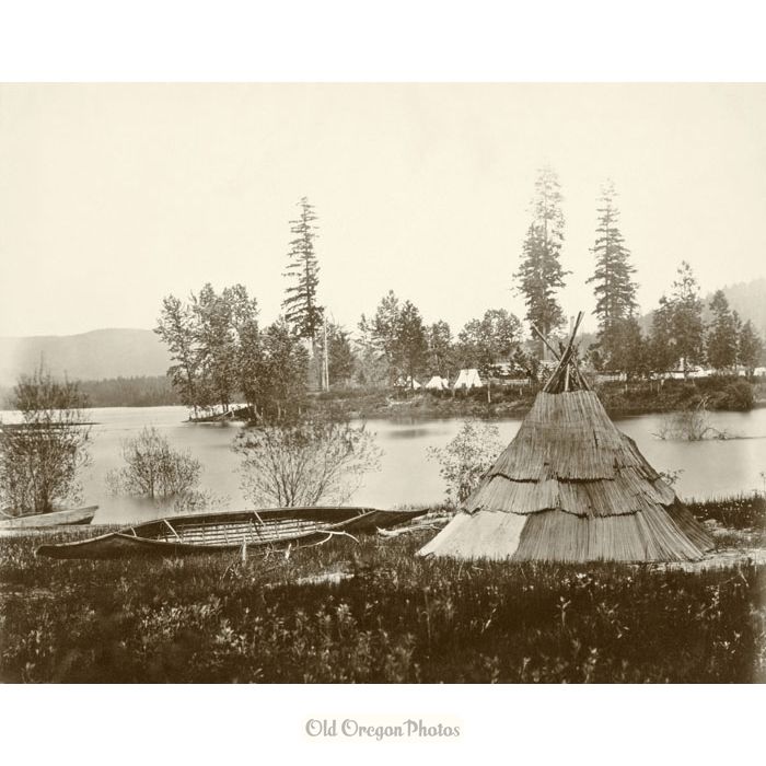 Early Tepee and Canoe, Pend Oreille River - Royal Engineers
