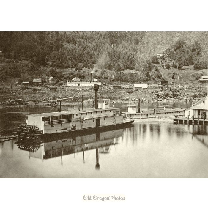 Three Levels of Steamboats at Willamette Falls