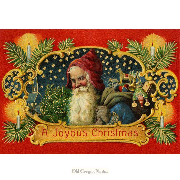 Vintage Christmas Card - Blue Robed Santa - 1912 Vintage Christmas Card - Blue Robed Santa - 1912