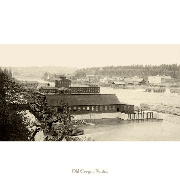 Upper End of Willamette Falls Locks, After 1890 Flood - Crawford