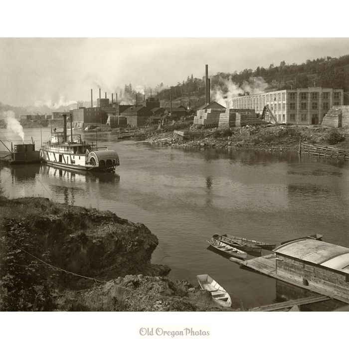 Mills and Sternwheeler at Willamette Falls - Eddy