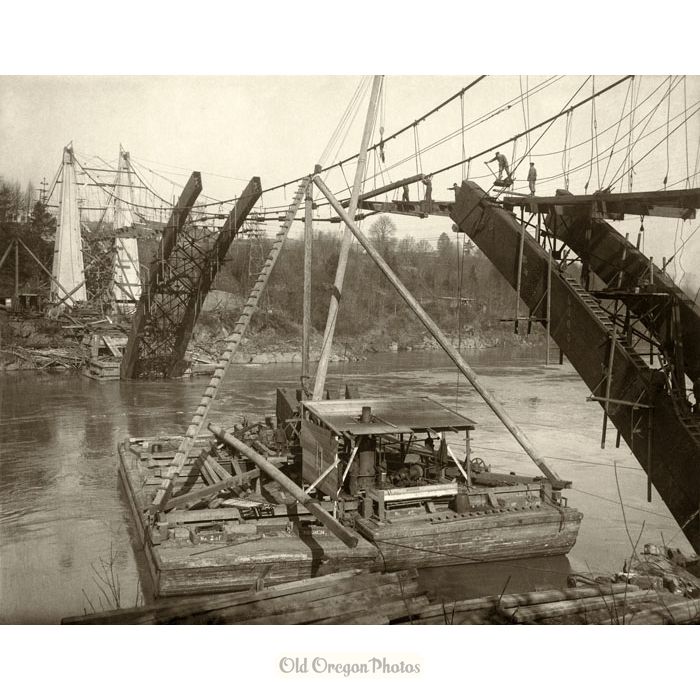 Barge Used for Oregon City Bridge Construction - Eddy