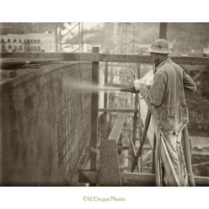 Applying Gunite, Oregon City Bridge Construction - Eddy