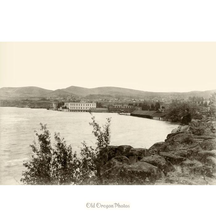 1894 Flood at The Dalles, Looking Upstream - Herrin