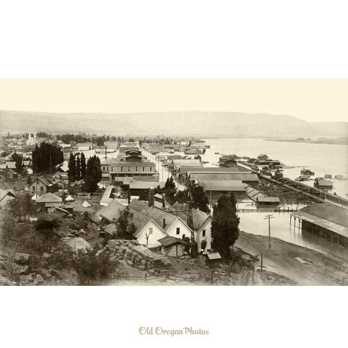 1894 Flood at The Dalles, Looking Downstream - Herrin