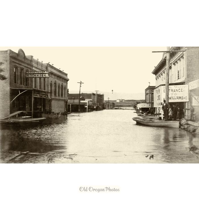 1894 Flood at The Dalles, H. H. Campbell Groceries - Herrin