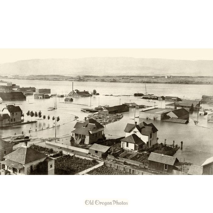 1894 Flood at The Dalles, Looking towards the River - Herrin
