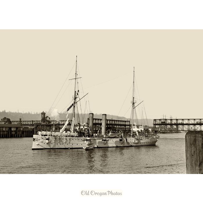 USS Marblehead, with Old Steel Bridge & Union Station - Indahl