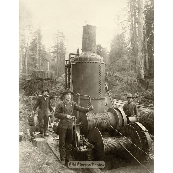 Logging - Closeup of a Double-drum Steam Donkey - Ford