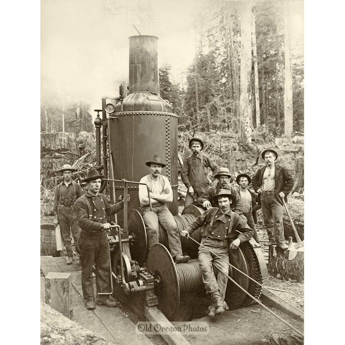 Logging Crew with Their Steam Donkey - Ford