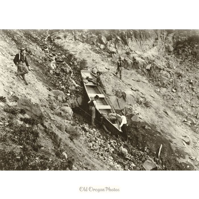 Lowering a Boat through Cleetwood Canyon to Crater Lake - Kiser