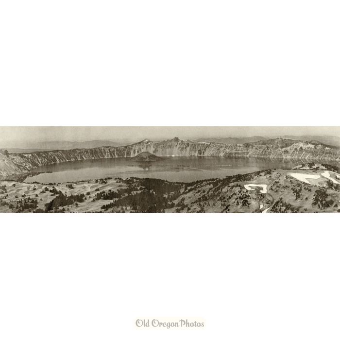 First Photo Showing Entire Crater Lake, from Mt. Scott - Kiser
