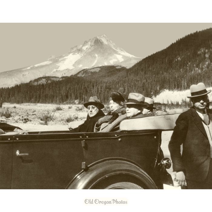 FDR Rides Past Mount Hood on Way to Timberline Lodge Dedication