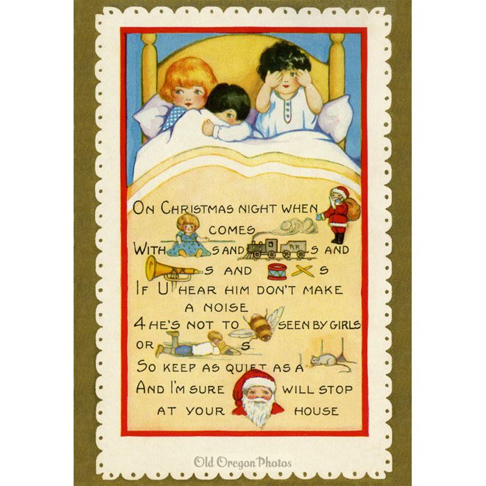 Vintage Christmas Card - Rebus Puzzle