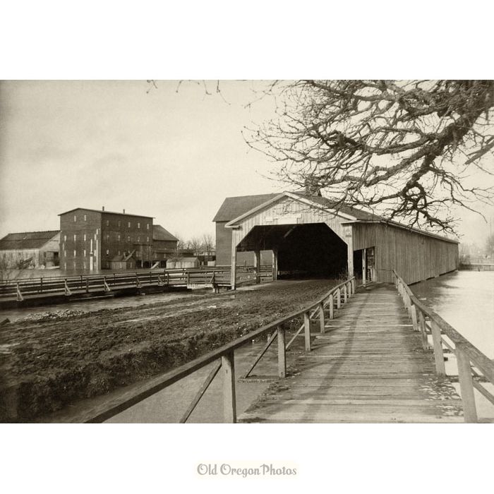 South Mill Creek Covered Bridge, Salem, During 1890 Flood
