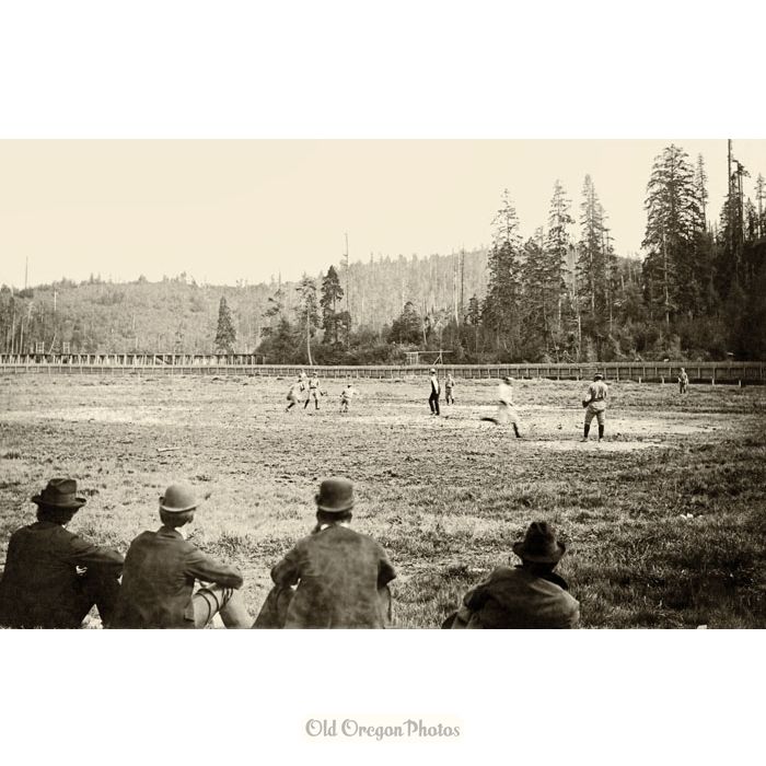 Baseball Game at Marshfield, Libby Railroad in Background - Ernest A. Stauff